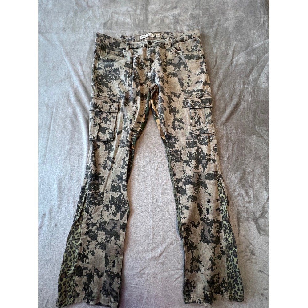 Evolution In Design Cargo Pants Mens 40 Green Camo Digital Leopard Trim
